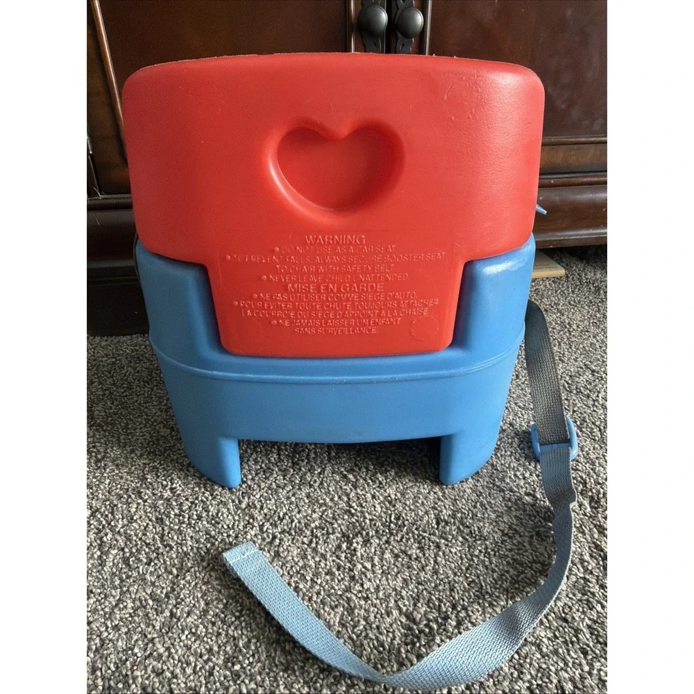 Vtg 1990's Fisher Price Grow With Me Booster Chair Seat Strap Toddler Red Blue